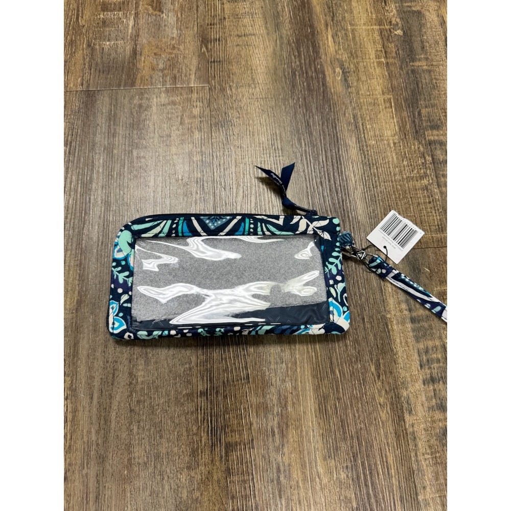 Vera Bradley RFID Tech Wristlet Blue Island Medallion Quilted Zip Wallet NWT
